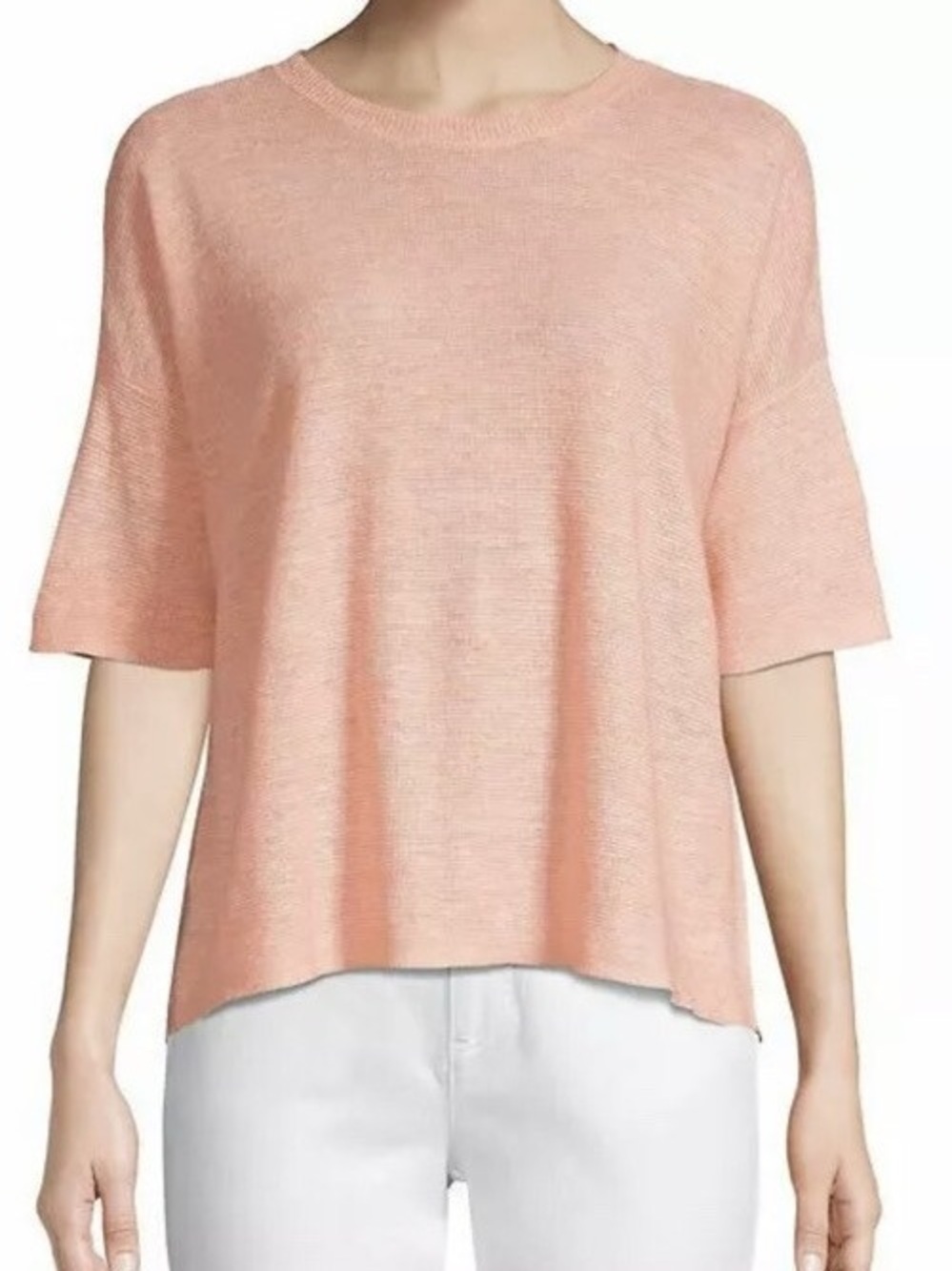 Eileen Fisher Organic linen Melange round neck boxy orange tunic Size X